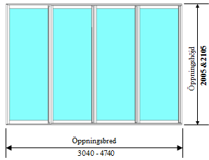 Ene. Skjutdörr 4-delad
